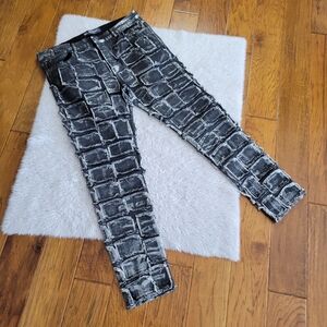 Valabasas Jeans Men's 36 Black Silver Utility Grunge Goth Punk Distressed
